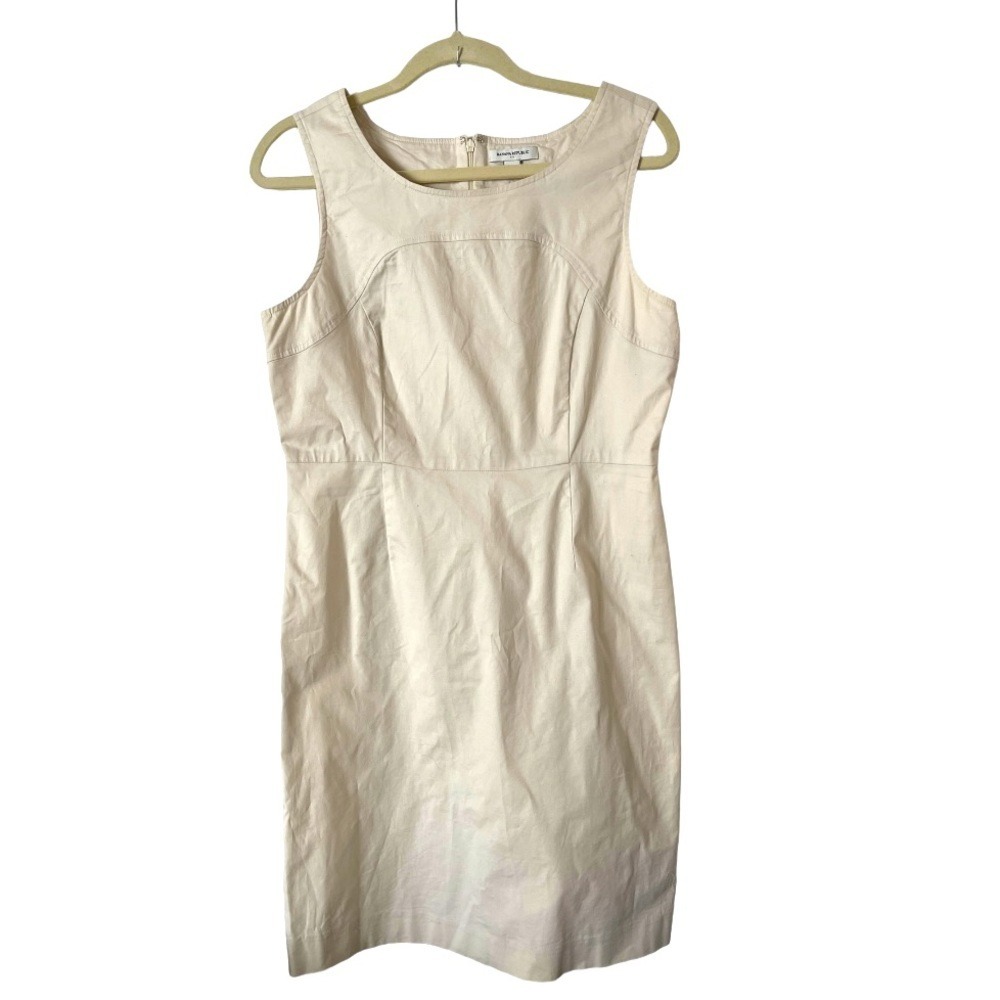 Banana Republic Cream Cotton Stretch Sheath Dress Size 10 - Picture 1 of 6